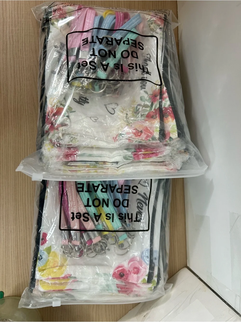 Thank you bags & Colorful Keychain Set of 24 - Multicolor